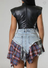 Denim + Plaid Skirt