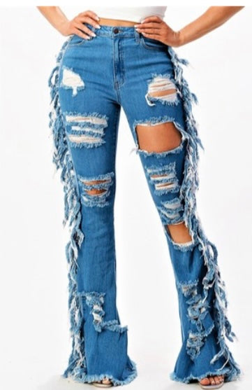 Fringe Distressed Jeans