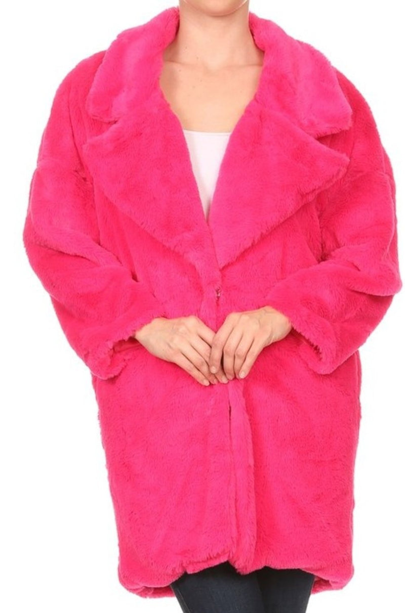 Pretty in Pink Fuzzy Coat