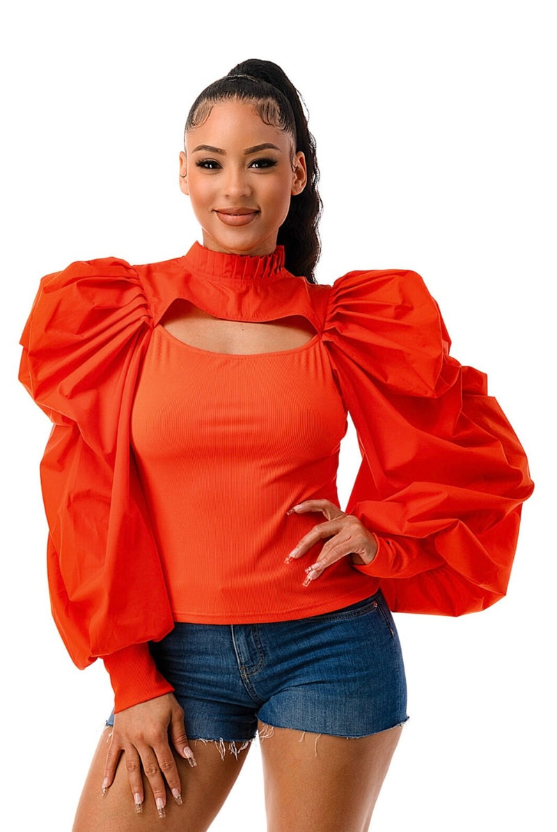 Orange Puff Top