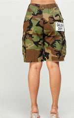 Camo Cargo Frayed Shorts