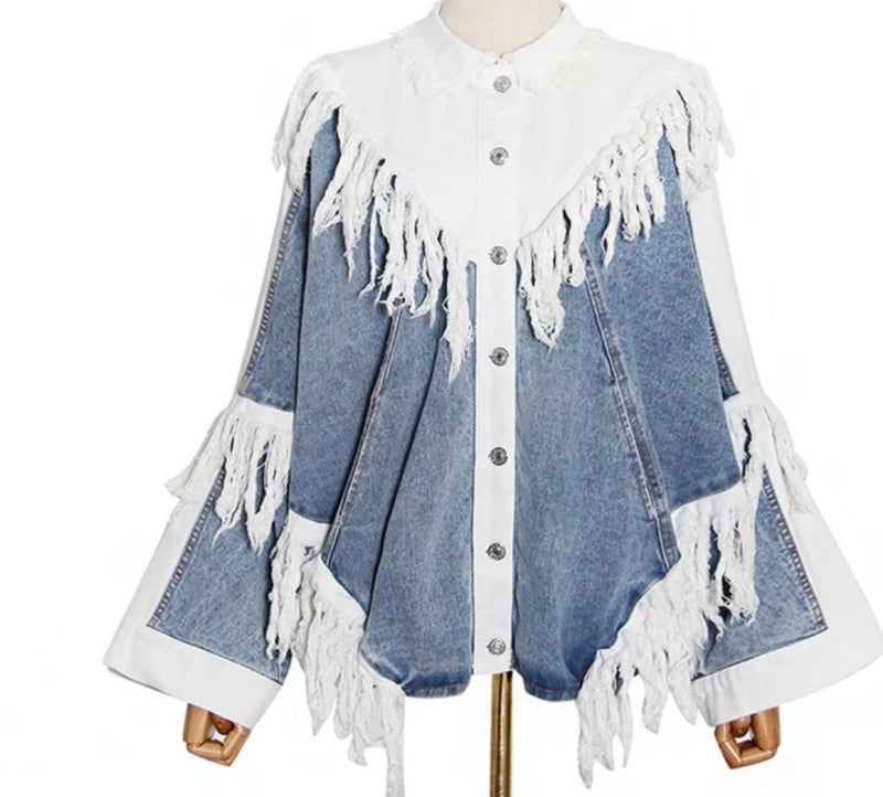 Denim Fringe Jacket