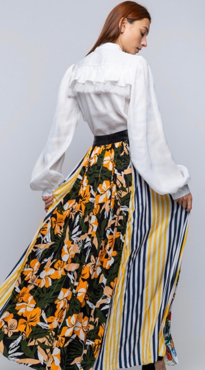 Mixed Patterns Maxi Skirt